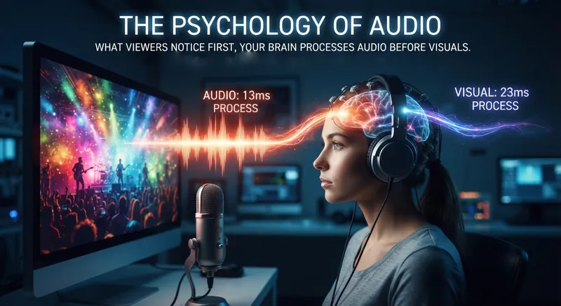 a woman Processing audio and visual information