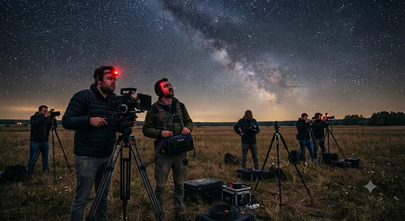 night time video shoot stargazers